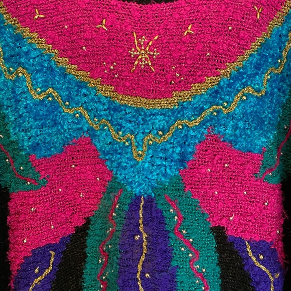 VTG 80s 90s Distinctly Different Beaded Sweater - Picture 8 of 12